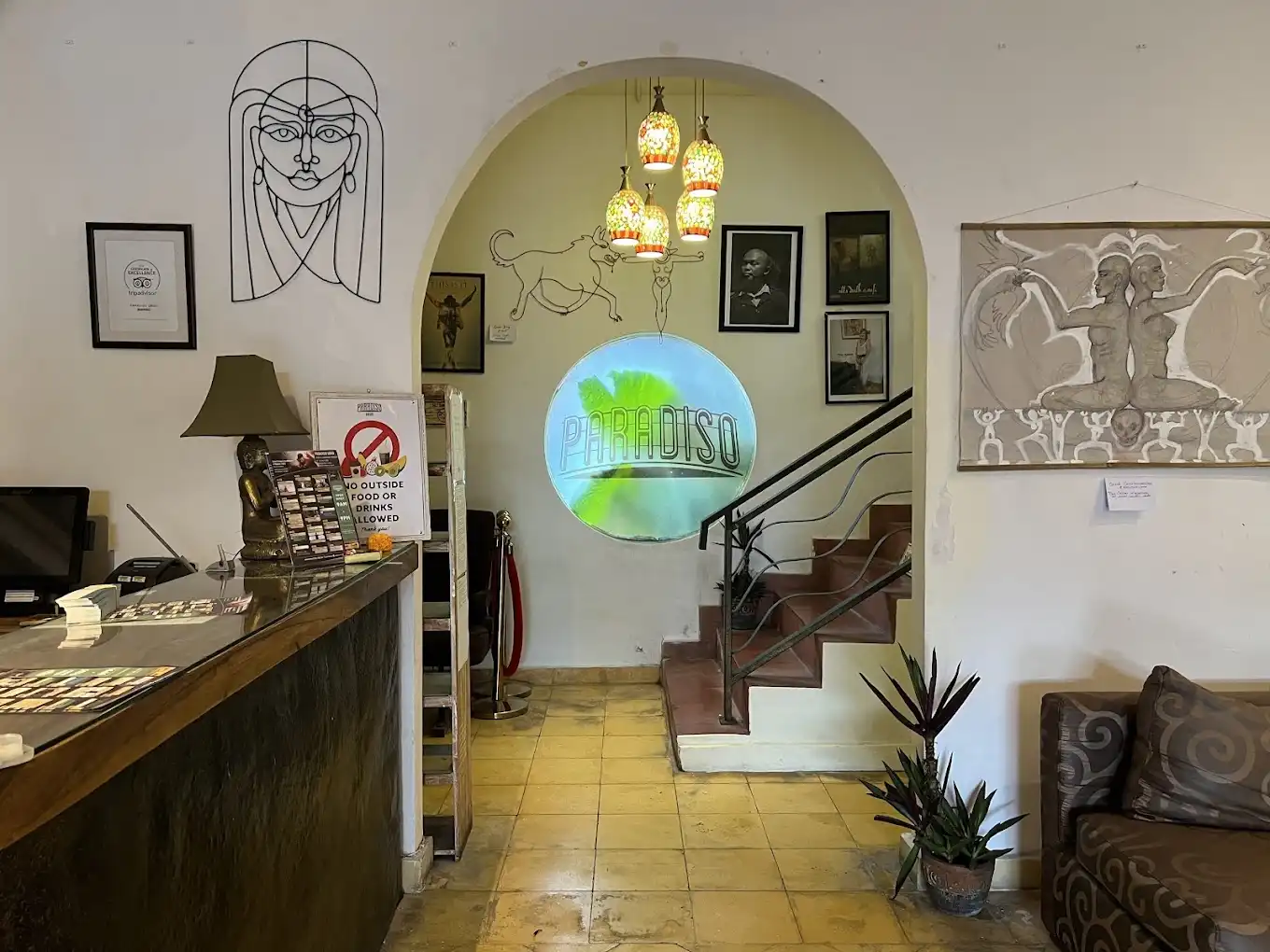 Art deco reception area of Paradiso Ubud