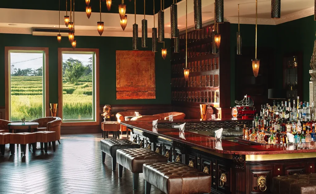 Pinstripe Bar Area sunset view